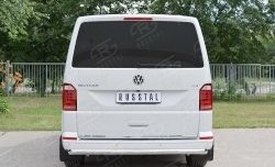 11 999 р. Защита заднего бампера (Ø63 мм, нержавейка, длинная база) Russtal Volkswagen Caravelle T6 дорестайлинг (2015-2019)  с доставкой в г. Тамбов. Увеличить фотографию 2