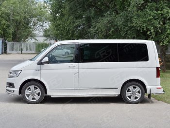 12 699 р. Правая широкая защита порогов SLITKOFF из круглой трубы d63 мм v2  Volkswagen Multivan  T6 - Transporter  T6  с доставкой в г. Тамбов. Увеличить фотографию 2