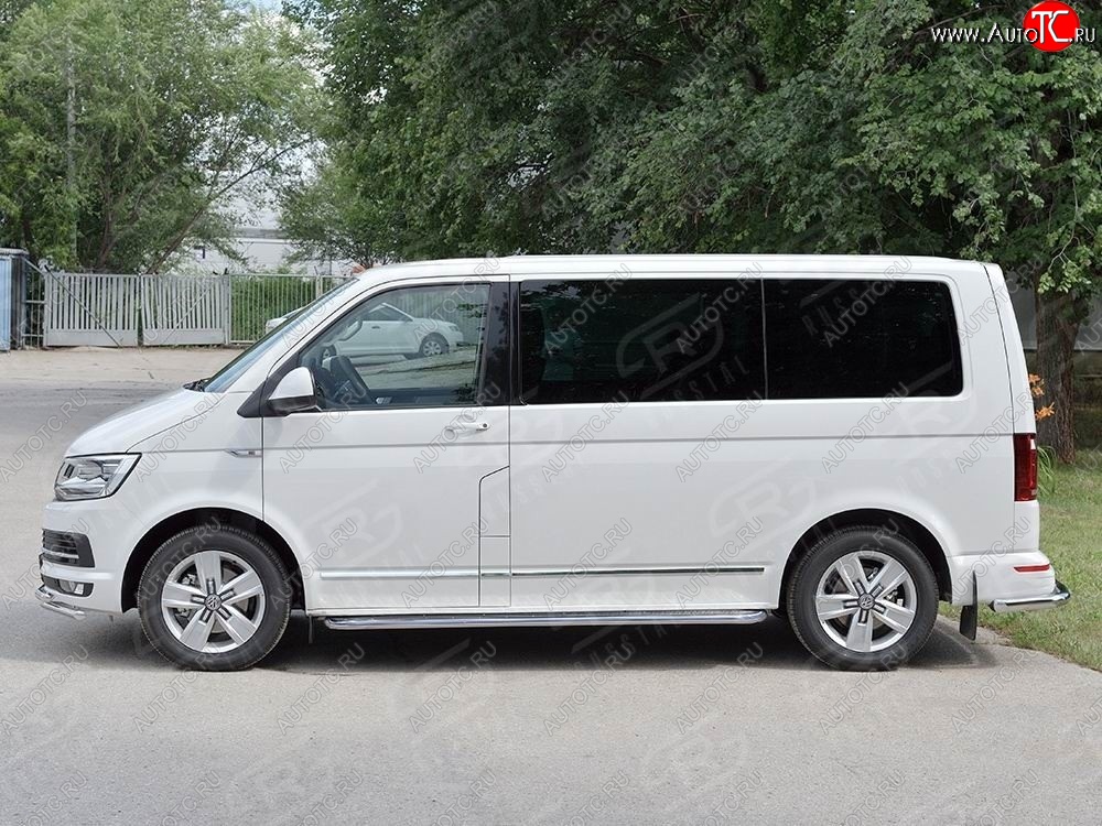 19 999 р. Правая защита порогов SLITKOFF из круглой трубы d63 мм v3  Volkswagen Multivan  T6 - Transporter  T6  с доставкой в г. Тамбов