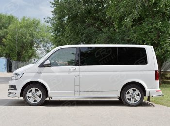 9 899 р. Правая защита порогов Russtal из круглой трубы d63 мм v2 Volkswagen Transporter T6 дорестайлинг (2015-2019)  с доставкой в г. Тамбов. Увеличить фотографию 2