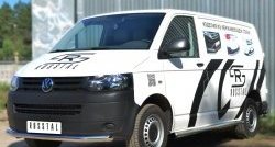 10 849 р. Левая защита порогов из круглой трубы диаметром 63 мм Russtal Volkswagen Transporter T6 дорестайлинг (2015-2019) (Защита порогов с со скосами на торцах (вариант 1))  с доставкой в г. Тамбов. Увеличить фотографию 5