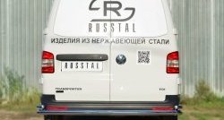 Защита заднего бампера (Ø63 и 42 мм с уголками, нержавейка) Russtal Volkswagen Transporter T5 рестайлинг (2009-2015)