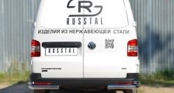 Защита заднего бампера (2 трубы Ø63 и 42 мм уголки, нержавейка) Russtal Volkswagen Transporter T5 рестайлинг (2009-2015)