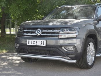 23 999 р. Защита переднего бампера (Ø63 мм волна, нержавейка) SLITKOFF  Volkswagen Teramont  CA1 (2016-2020) дорестайлинг  с доставкой в г. Тамбов. Увеличить фотографию 4