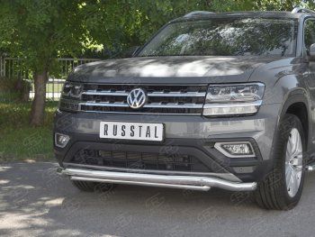 20 999 р. Защита переднего бампера (2 трубы Ø63 и 42 мм, нержавейка) SLITKOFF Volkswagen Teramont CA1 дорестайлинг (2016-2020)  с доставкой в г. Тамбов. Увеличить фотографию 4