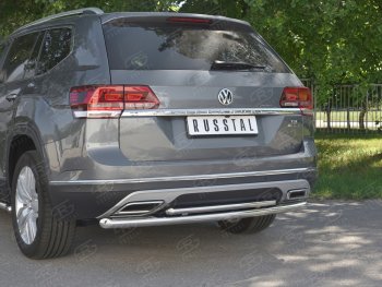 21 699 р. Защита заднего бампера (2 трубы Ø63 и 42 мм, нержавейка) SLITKOFF Volkswagen Teramont CA1 дорестайлинг (2016-2020)  с доставкой в г. Тамбов. Увеличить фотографию 4