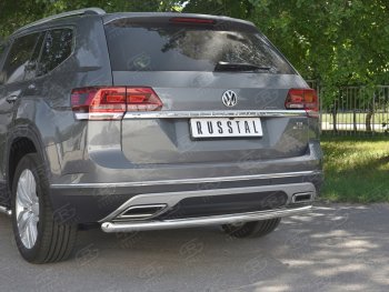 13 399 р. Защита заднего бампера (Ø63 мм, нержавейка) SLITKOFF  Volkswagen Teramont  CA1 (2016-2020) дорестайлинг  с доставкой в г. Тамбов. Увеличить фотографию 4