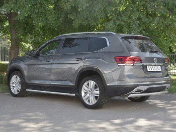 10 649 р. Защита заднего бампера (Ø75х42 мм, нержавейка) Russtal  Volkswagen Teramont  CA1 (2016-2020) дорестайлинг  с доставкой в г. Тамбов. Увеличить фотографию 2