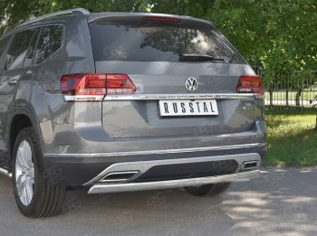 10 649 р. Защита заднего бампера (Ø75х42 мм, нержавейка) Russtal  Volkswagen Teramont  CA1 (2016-2020) дорестайлинг  с доставкой в г. Тамбов. Увеличить фотографию 4