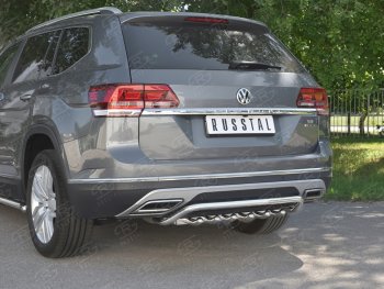 21 649 р. Защита заднего бампера (Ø42 мм, волна+зубы, нержавейка) SLITKOFF Volkswagen Teramont CA1 дорестайлинг (2016-2020)  с доставкой в г. Тамбов. Увеличить фотографию 4