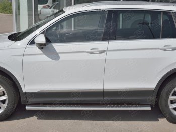 31 649 р. Пороги труба 120х60 овал с проступью Russtal  Volkswagen Tiguan  Mk2 (2016-2020) дорестайлинг  с доставкой в г. Тамбов. Увеличить фотографию 2