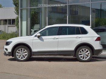 20 749 р. Пороги труба 75х42 овал с проступью Russtal  Volkswagen Tiguan  Mk2 (2016-2020) дорестайлинг  с доставкой в г. Тамбов. Увеличить фотографию 4