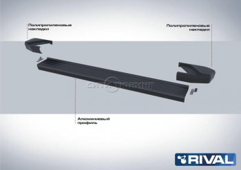 9 499 р. Порожки для ног Rival Volkswagen Tiguan Mk2 дорестайлинг (2016-2020) (Чёрные)  с доставкой в г. Тамбов. Увеличить фотографию 2