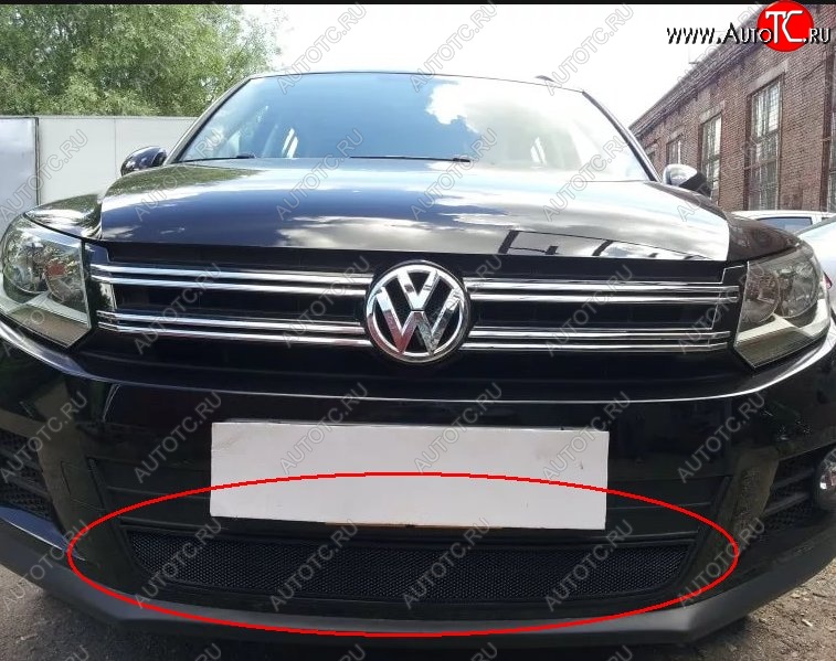 2 699 р. Защитная решётка в воздуховод автомобиля Russtal (черная) Volkswagen Tiguan Mk2 дорестайлинг (2016-2020)  с доставкой в г. Тамбов