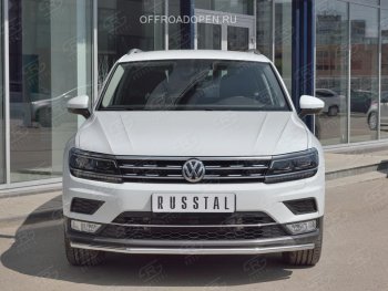 12 499 р. Защита переднего бампера (Ø42 мм, нержавейка, NOT OFF ROAD) Russtal Volkswagen Tiguan Mk2 дорестайлинг (2016-2020)  с доставкой в г. Тамбов. Увеличить фотографию 4