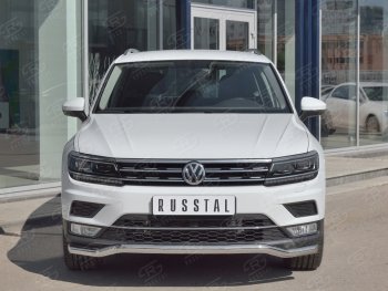 9 349 р. Защита переднего бампера (Ø63 мм волна, нержавейка) Russtal Volkswagen Tiguan Mk2 дорестайлинг (2016-2020)  с доставкой в г. Тамбов. Увеличить фотографию 1