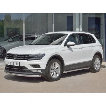 14 599 р. Защита переднего бампера (Ø63 мм, нержавейка, NOT OFF ROAD) Russtal Volkswagen Tiguan Mk2 дорестайлинг (2016-2020)  с доставкой в г. Тамбов. Увеличить фотографию 3