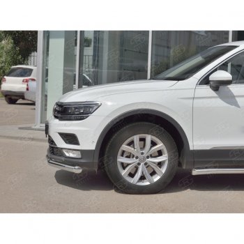 14 599 р. Защита переднего бампера (Ø63 мм, нержавейка, NOT OFF ROAD) Russtal Volkswagen Tiguan Mk2 дорестайлинг (2016-2020)  с доставкой в г. Тамбов. Увеличить фотографию 4