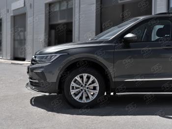 20 799 р. Защита переднего бампера (Ø42 мм волна, нержавейка, NOT R-LINE) SLITKOFF  Volkswagen Tiguan  Mk2 (2020-2022) рестайлинг  с доставкой в г. Тамбов. Увеличить фотографию 2