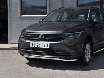 20 799 р. Защита переднего бампера (Ø42 мм волна, нержавейка, NOT R-LINE) SLITKOFF  Volkswagen Tiguan  Mk2 (2020-2022) рестайлинг  с доставкой в г. Тамбов. Увеличить фотографию 3