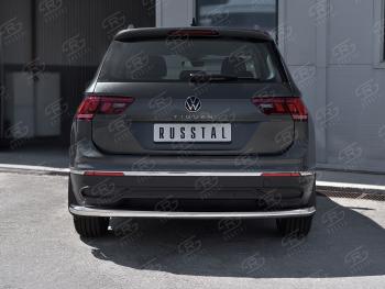 14 399 р. Защита заднего бампера (Ø63 мм, нержавейка, NOT R-LINE) SLITKOFF  Volkswagen Tiguan  Mk2 (2020-2022) рестайлинг  с доставкой в г. Тамбов. Увеличить фотографию 2