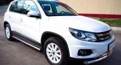 14 849 р. Защита порогов из круглой трубы диаметром 63 мм (Track & Field) Russtal Volkswagen Tiguan NF рестайлинг (2011-2017) (Защита порогов с со скосами на торцах (вариант 1))  с доставкой в г. Тамбов. Увеличить фотографию 8