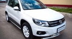 14 849 р. Защита порогов из круглой трубы диаметром 63 мм (Track & Field) Russtal Volkswagen Tiguan NF рестайлинг (2011-2017) (Защита порогов с со скосами на торцах (вариант 1))  с доставкой в г. Тамбов. Увеличить фотографию 12