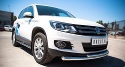 10 249 р. Защита переднего бампера (2 трубыØ63 и 42 мм, нержавейка) Russtal Volkswagen Tiguan NF рестайлинг (2011-2017)  с доставкой в г. Тамбов. Увеличить фотографию 3