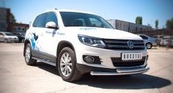 23 549 р. Защита переднего бампера (2 трубыØ63 мм, нержавейка) SLITKOFF Volkswagen Tiguan NF рестайлинг (2011-2017)  с доставкой в г. Тамбов. Увеличить фотографию 3