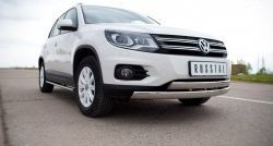 19 999 р. Защита переднего бампера (2 трубыØ75х42 мм, нержавейка) Russtal Volkswagen Tiguan NF рестайлинг (2011-2017)  с доставкой в г. Тамбов. Увеличить фотографию 2