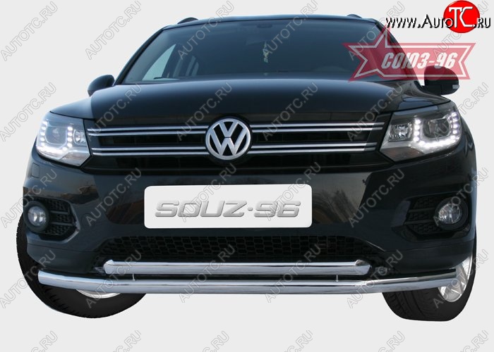 18 584 р. Защита переднего бампера двойная Souz-96 (d60/60) Volkswagen Tiguan NF рестайлинг (2011-2017)  с доставкой в г. Тамбов