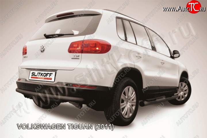 10 299 р. Защита задняя Slitkoff  Volkswagen Tiguan  NF (2011-2017) рестайлинг (Цвет: серебристый)  с доставкой в г. Тамбов