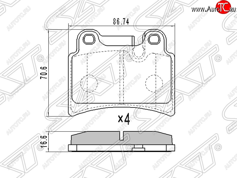 879 р. Колодки тормозные SAT (задние, 86,74*70,6*16,6) Volkswagen Touareg GP рестайлинг (2006-2010)  с доставкой в г. Тамбов