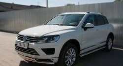 27 999 р. Защита переднего бампера (2 трубыØ75х42 мм, нержавейка) Russtal Volkswagen Touareg NF рестайлинг (2014-2018)  с доставкой в г. Тамбов. Увеличить фотографию 4