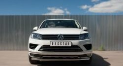 Одинарная защита переднего бампера диаметром 63 мм Russtal Volkswagen Touareg NF рестайлинг (2014-2018)