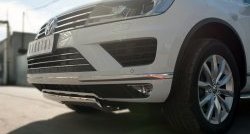 15 649 р. Защита переднего бампера (Ø75х42 мм, нержавейка) Russtal Volkswagen Touareg NF рестайлинг (2014-2018)  с доставкой в г. Тамбов. Увеличить фотографию 2