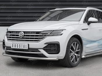 16 699 р. Защита переднего бампера (Ø63 мм, нержавейка, NOT 2.0 TSI) SLITKOFF  Volkswagen Touareg  CR (2018-2024)  с доставкой в г. Тамбов. Увеличить фотографию 2