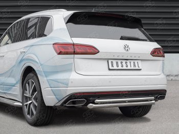 16 999 р. Защита заднего бампера (2 трубы Ø63 и 42 мм, нержавейка) SLITKOFF  Volkswagen Touareg  CR (2018-2025)  с доставкой в г. Тамбов. Увеличить фотографию 2