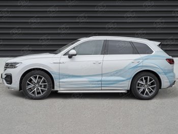 20 999 р. Пороги Russtal d42 с листом Volkswagen Touareg CR (2018-2024) (лист алюминий, проф. сталь)  с доставкой в г. Тамбов. Увеличить фотографию 3