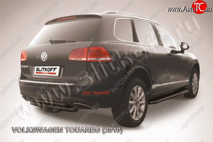 7 249 р. Защита задняя Slitkoff  Volkswagen Touareg  NF (2010-2014) дорестайлинг (Цвет: серебристый)  с доставкой в г. Тамбов