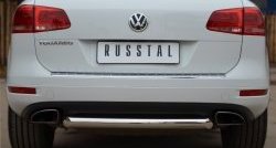 Одинарная защита заднего бампера из трубы диаметром 76 мм SLITKOFF Volkswagen (Волксваген) Touareg (Туарек)  NF (2010-2014) NF дорестайлинг