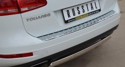 16 849 р. Защита заднего бампера (Ø75x42 мм, нержавейка) Russtal Volkswagen Touareg NF дорестайлинг (2010-2014)  с доставкой в г. Тамбов. Увеличить фотографию 2