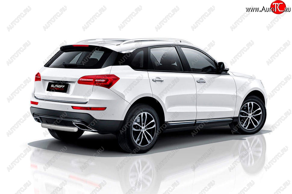 4 399 р. Защита заднего бампера Slitkoff (короткая, d57 мм)  Zotye Coupa  B11F (2019-2021) (Сталь с полимерным покрытием. Цвет: серебристый)  с доставкой в г. Тамбов