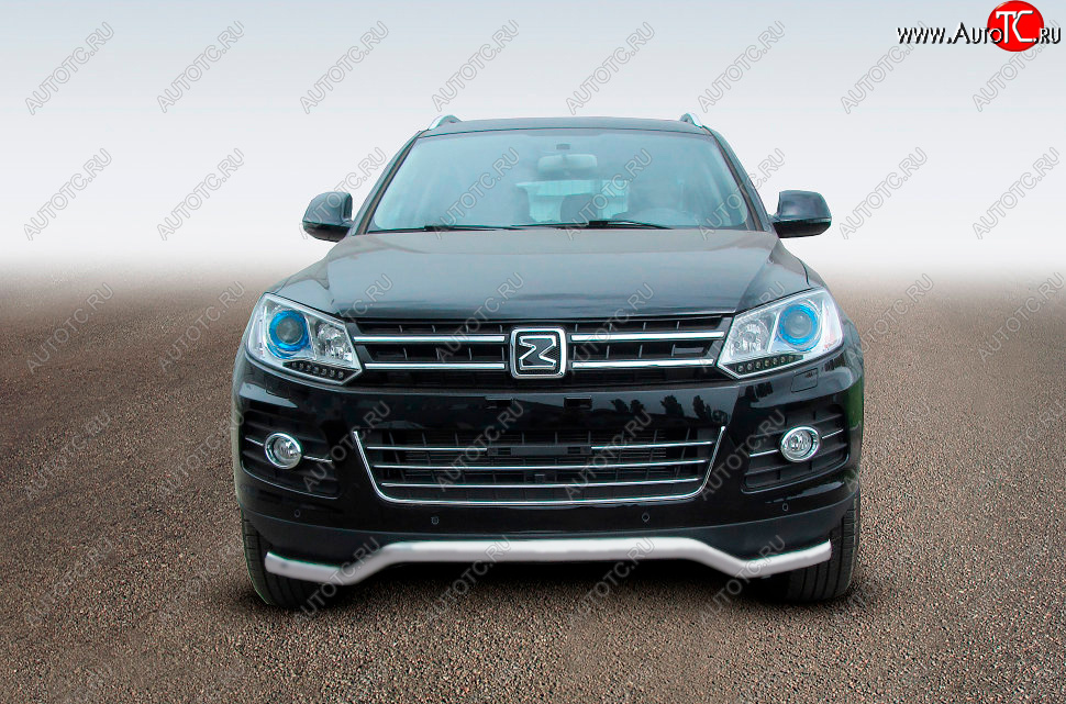 9 949 р. Защита переднего бампера Slitkoff (Ø57 мм, волна) Zotye T600 (2014-2021) (Сталь полимерным покрытием в цвет: серебристый)  с доставкой в г. Тамбов